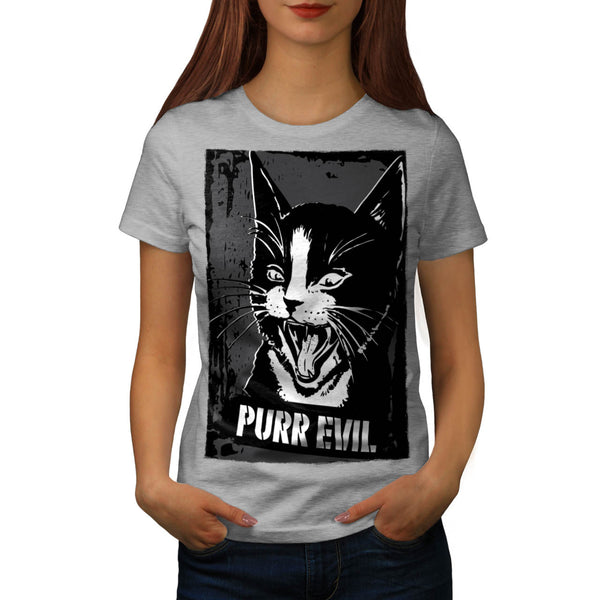 Pure Evil Cat Face Womens T-Shirt