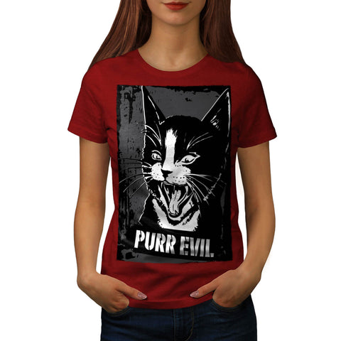 Pure Evil Cat Face Womens T-Shirt