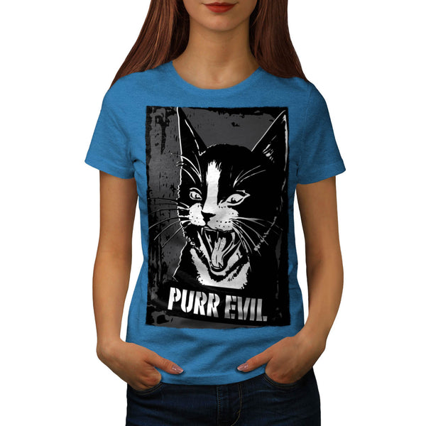 Pure Evil Cat Face Womens T-Shirt