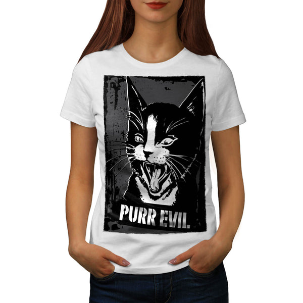 Pure Evil Cat Face Womens T-Shirt