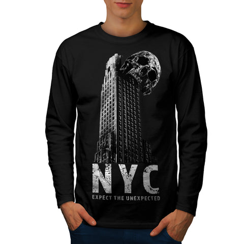 NYC Style Skull Head Mens Long Sleeve T-Shirt