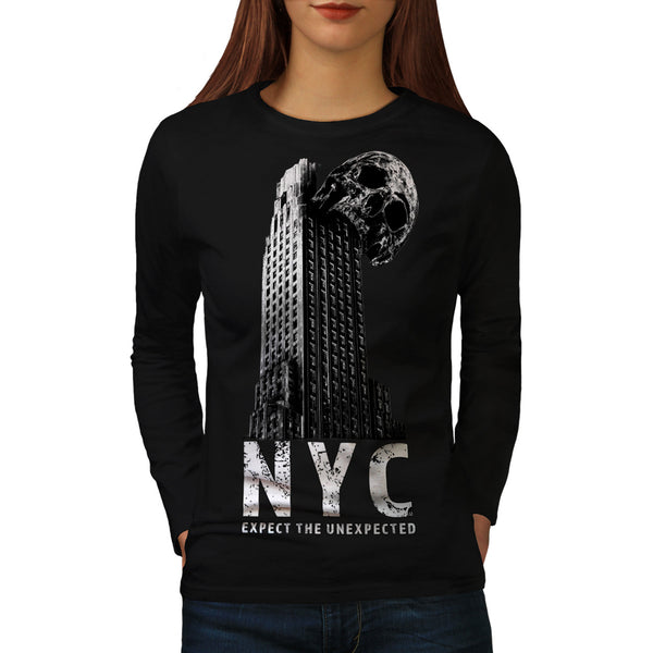 NYC Style Skull Head Womens Long Sleeve T-Shirt