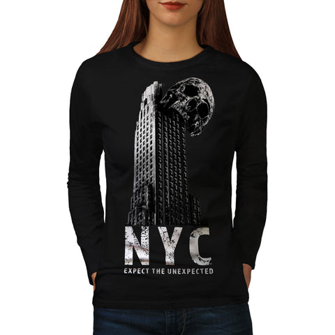 NYC Style Skull Head Womens Long Sleeve T-Shirt