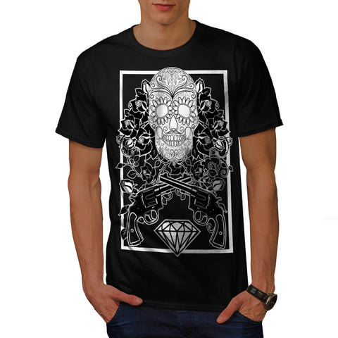 Flower Skull Head Mens T-Shirt