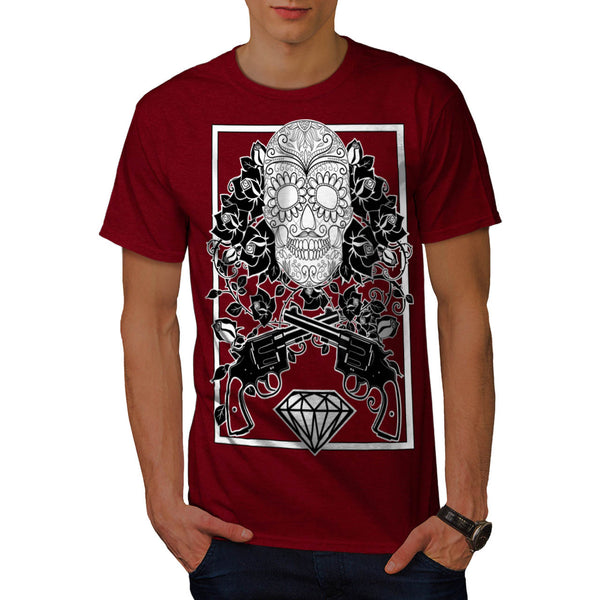 Flower Skull Head Mens T-Shirt