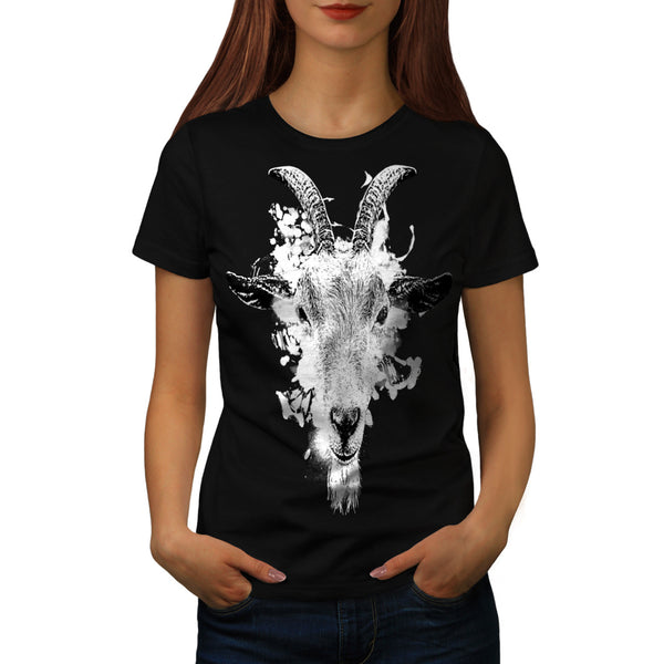 Paint Drop Goat Face Womens T-Shirt