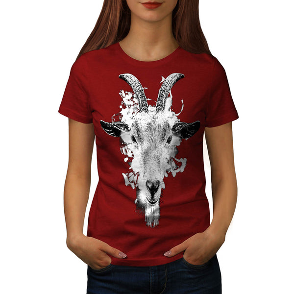 Paint Drop Goat Face Womens T-Shirt