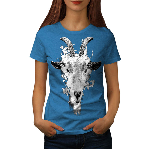 Paint Drop Goat Face Womens T-Shirt