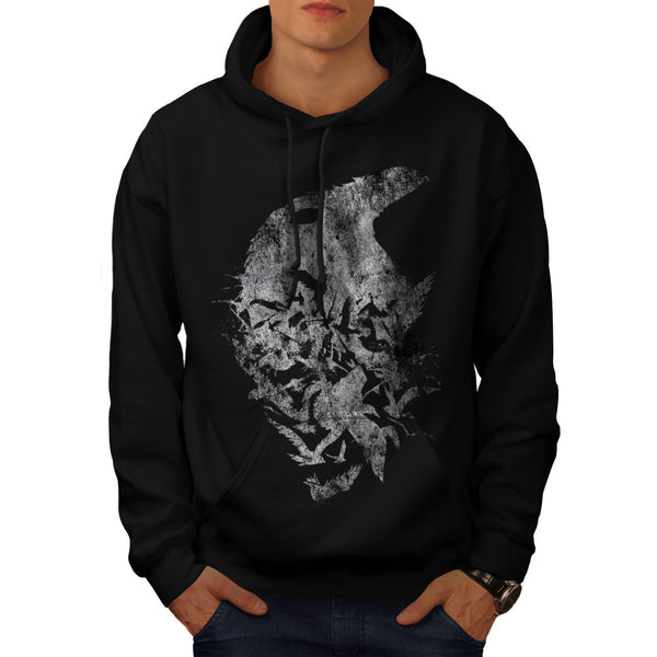 Crow Head Life Death Mens Hoodie