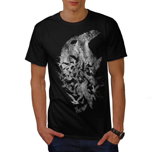 Crow Head Life Death Mens T-Shirt