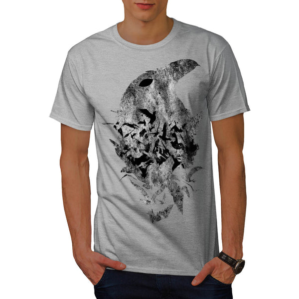 Crow Head Life Death Mens T-Shirt