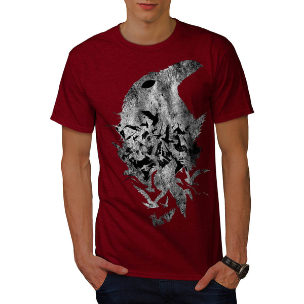 Crow Head Life Death Mens T-Shirt