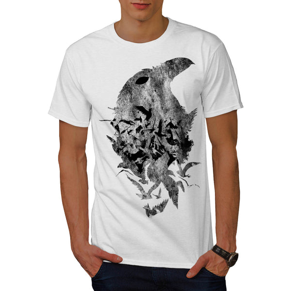 Crow Head Life Death Mens T-Shirt