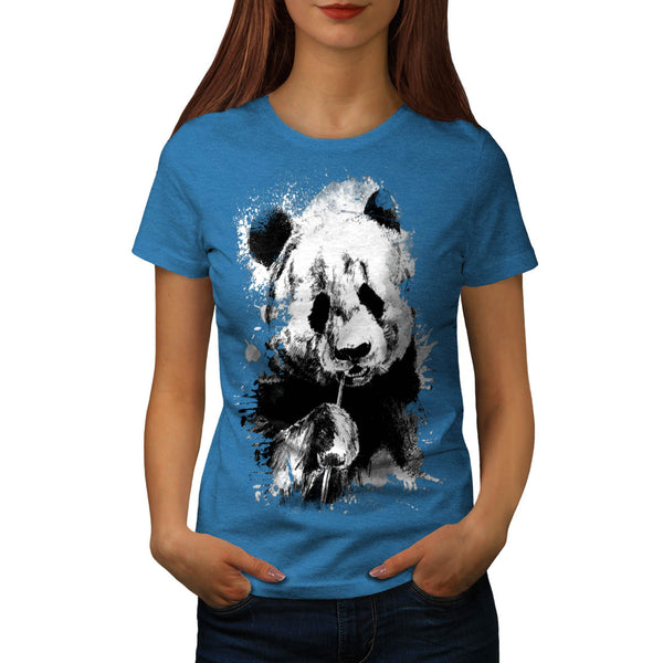 Eating Panda Face Womens T-Shirt
