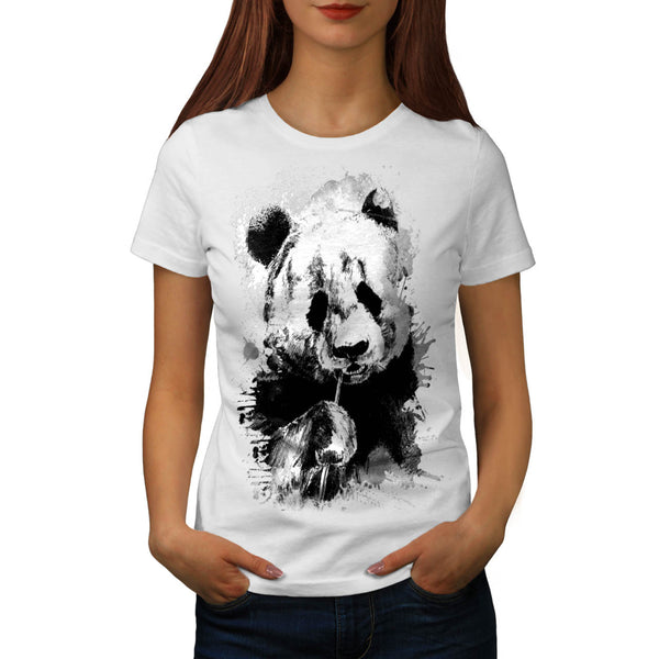 Eating Panda Face Womens T-Shirt