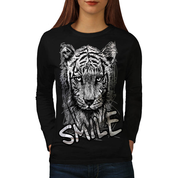 Jaguar Smile Gaze Womens Long Sleeve T-Shirt