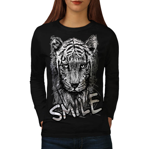 Jaguar Smile Gaze Womens Long Sleeve T-Shirt