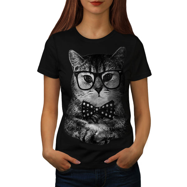 Hipster Cat Man Fun Womens T-Shirt