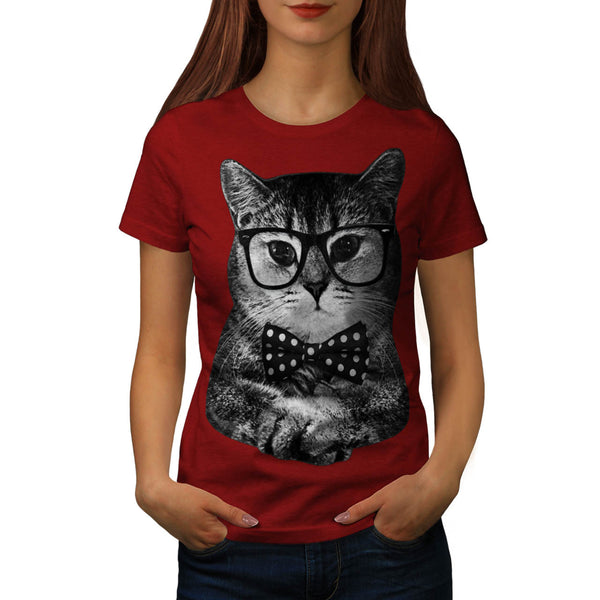 Hipster Cat Man Fun Womens T-Shirt