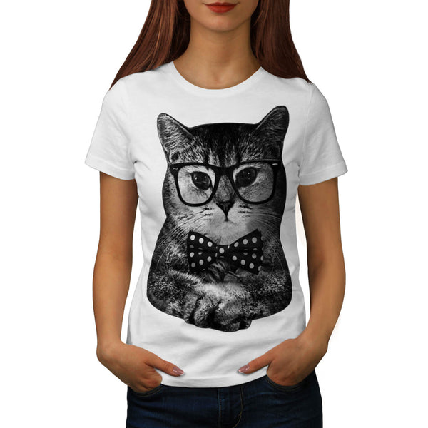 Hipster Cat Man Fun Womens T-Shirt