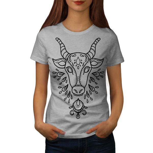 Artsy Cattle Head Womens T-Shirt