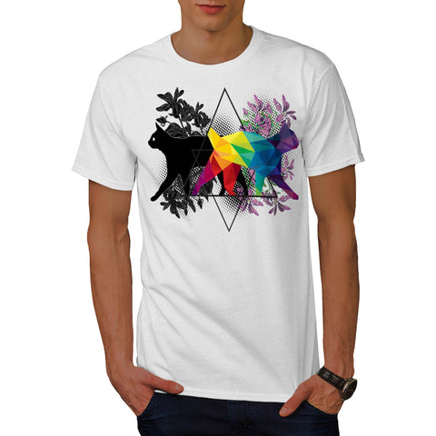 Cat Contrast Prism Mens T-Shirt