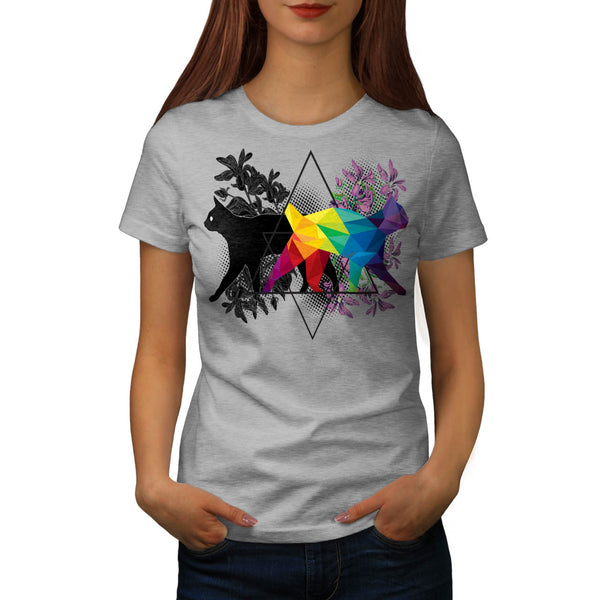Cat Contrast Prism Womens T-Shirt