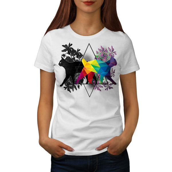 Cat Contrast Prism Womens T-Shirt