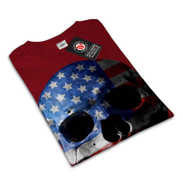 American Flag Skull Womens T-Shirt