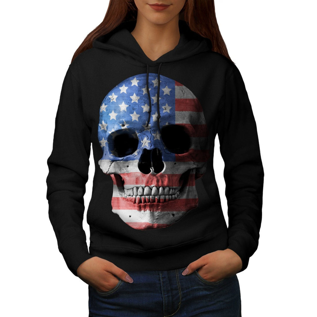 American Flag Skull Womens Hoodie