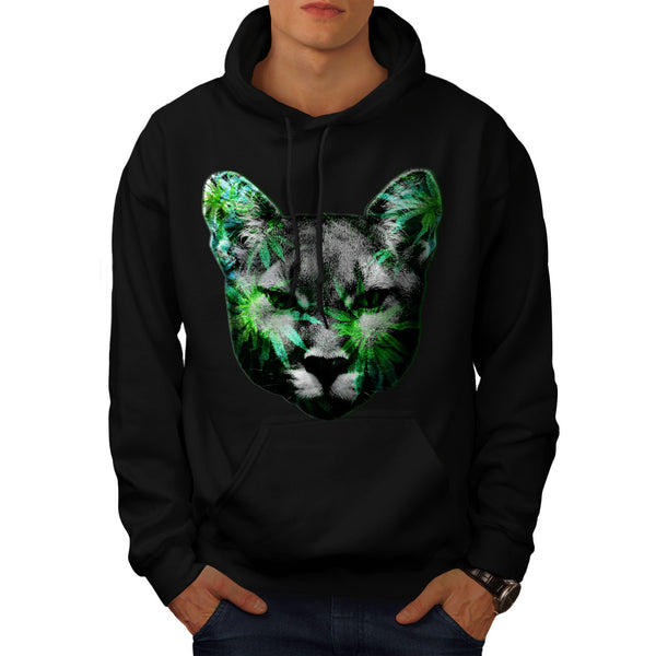 Flashy Wild Cat Face Mens Hoodie