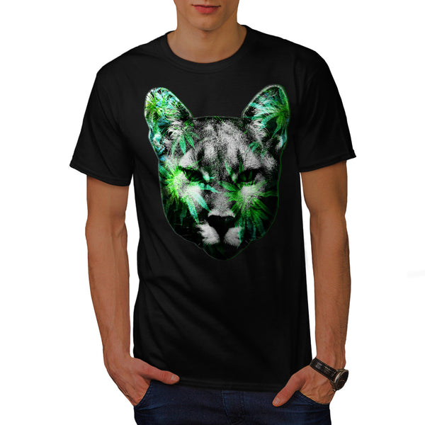 Flashy Wild Cat Face Mens T-Shirt