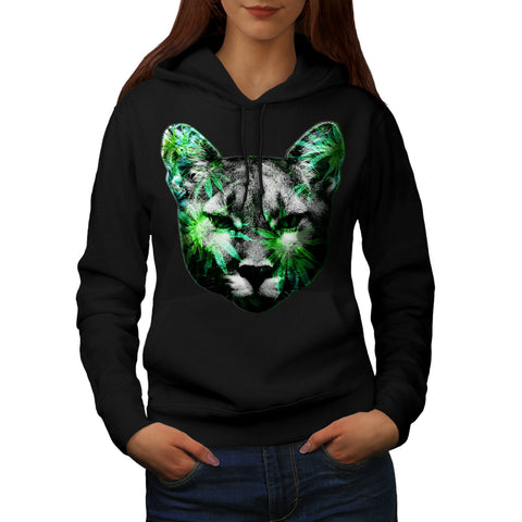 Flashy Wild Cat Face Womens Hoodie