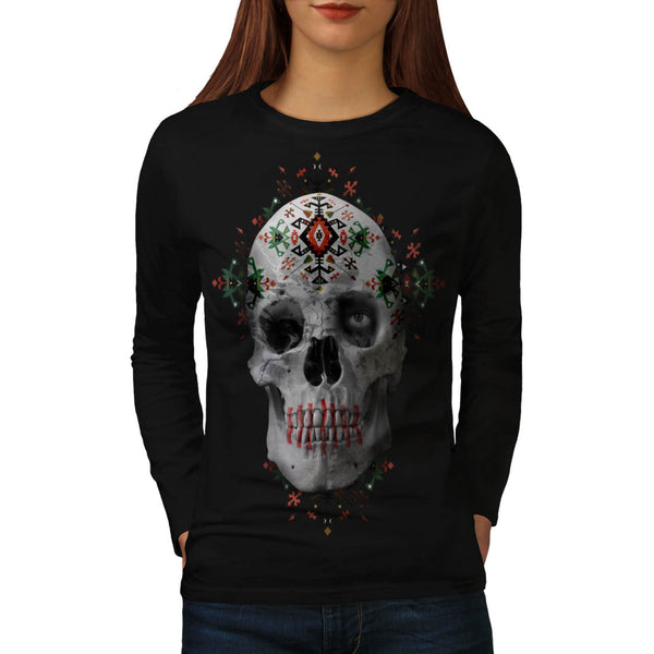 Skull Head Sugar Eye Womens Long Sleeve T-Shirt