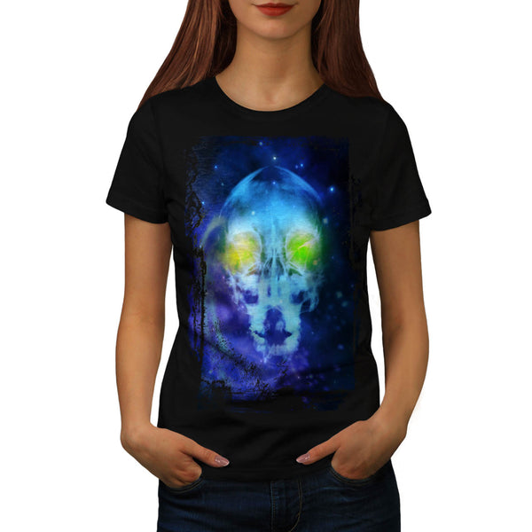 Space Alien Skull Womens T-Shirt