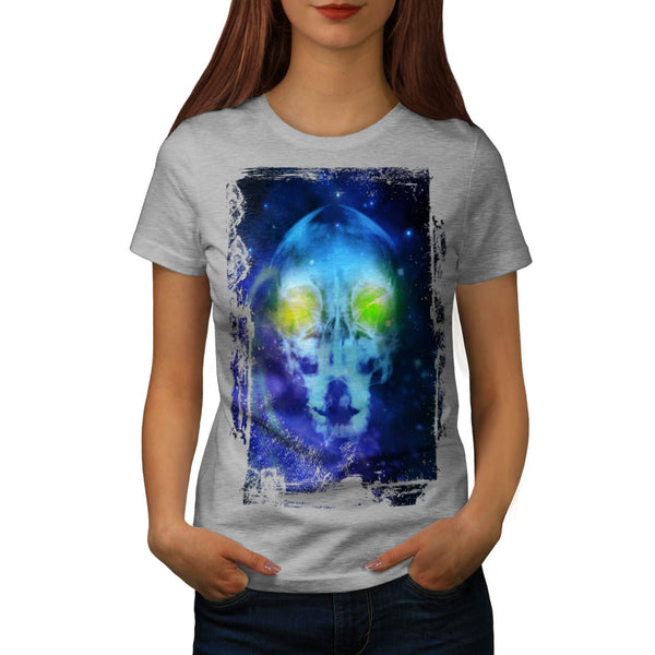 Space Alien Skull Womens T-Shirt