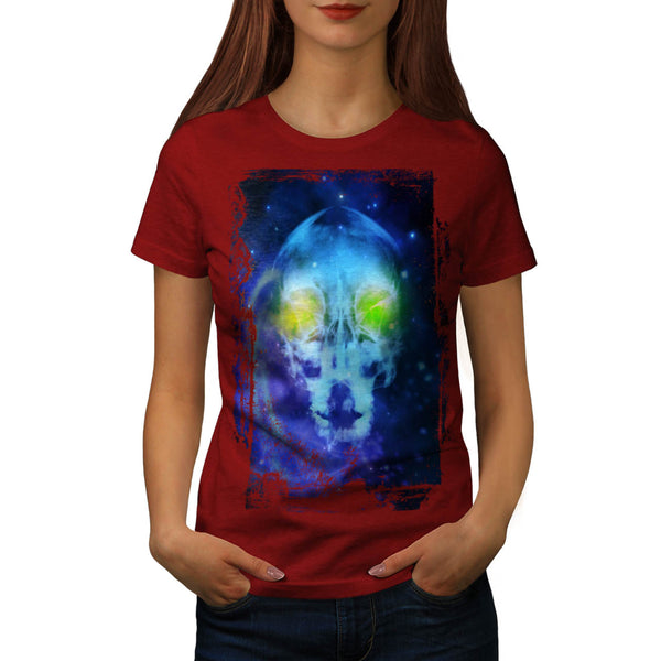 Space Alien Skull Womens T-Shirt