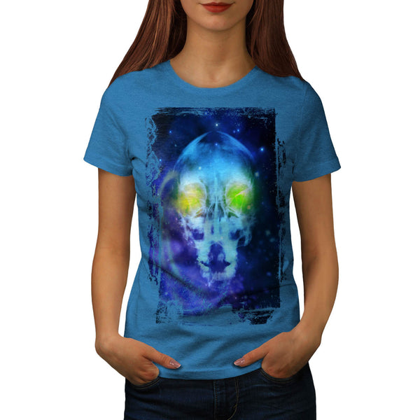 Space Alien Skull Womens T-Shirt