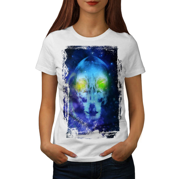 Space Alien Skull Womens T-Shirt