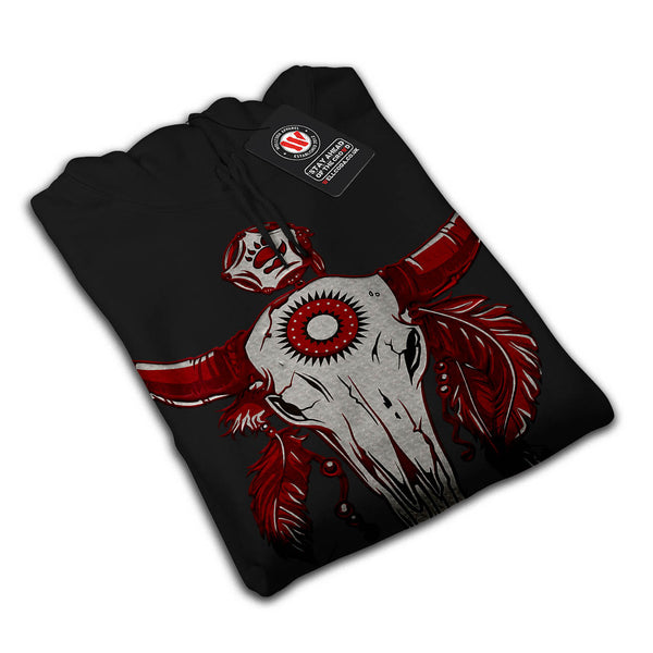Indian Buffalo Skull Womens Hoodie
