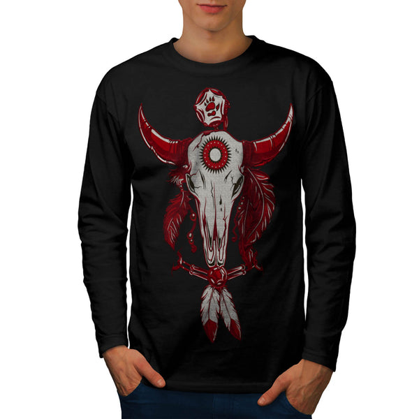 Indian Buffalo Skull Mens Long Sleeve T-Shirt