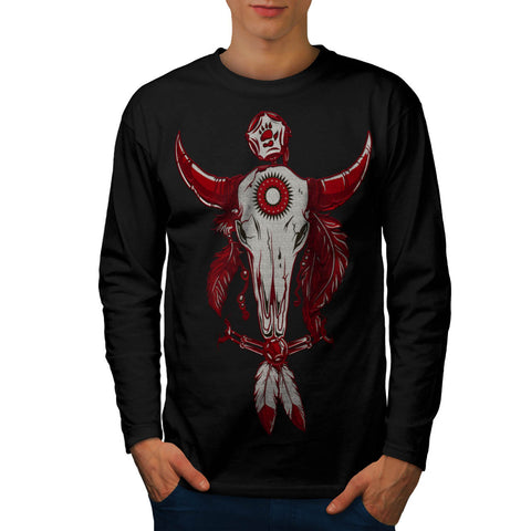 Indian Buffalo Skull Mens Long Sleeve T-Shirt