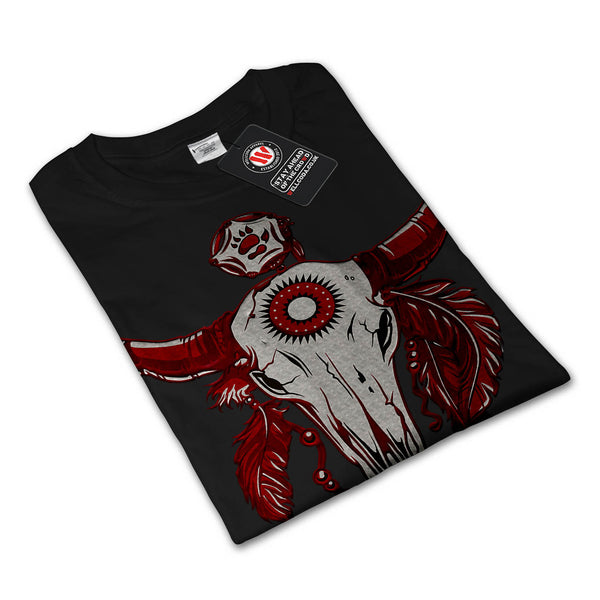 Indian Buffalo Skull Womens Long Sleeve T-Shirt