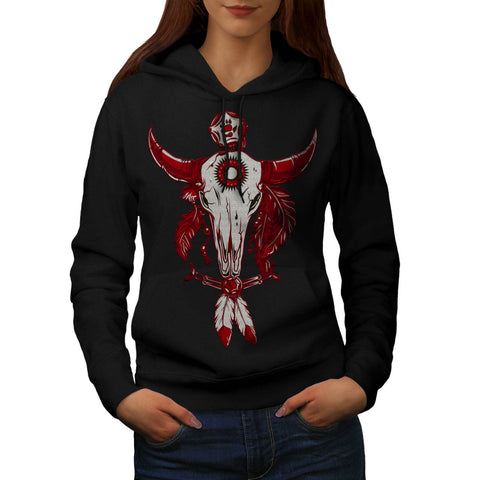 Indian Buffalo Skull Womens Hoodie