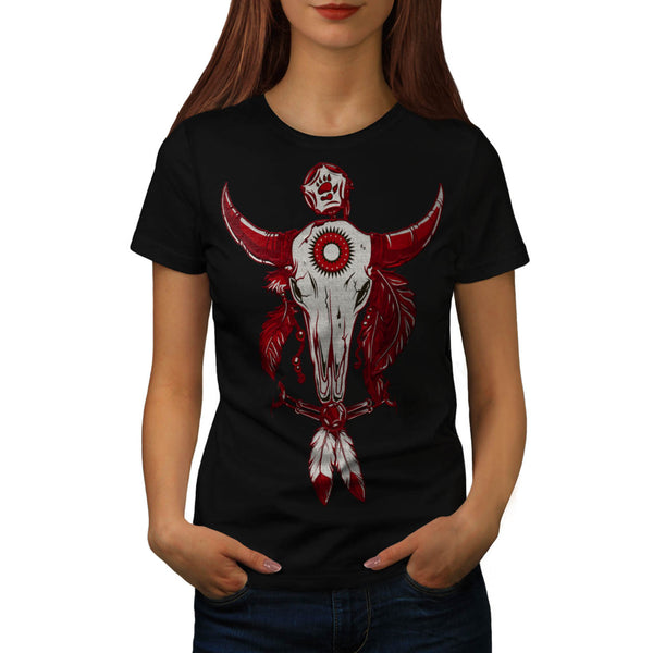 Indian Buffalo Skull Womens T-Shirt