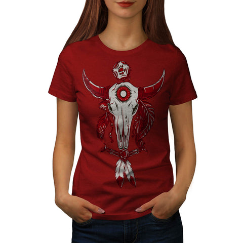 Indian Buffalo Skull Womens T-Shirt