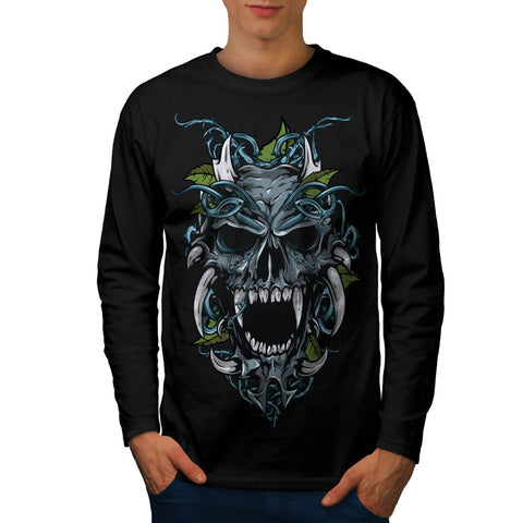 Evil Horror Skull Mens Long Sleeve T-Shirt