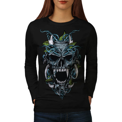 Evil Horror Skull Womens Long Sleeve T-Shirt