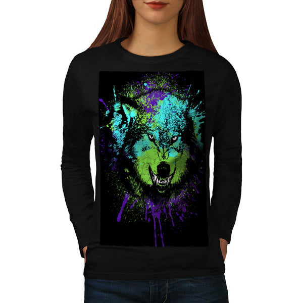 Predator Wolf Face Womens Long Sleeve T-Shirt