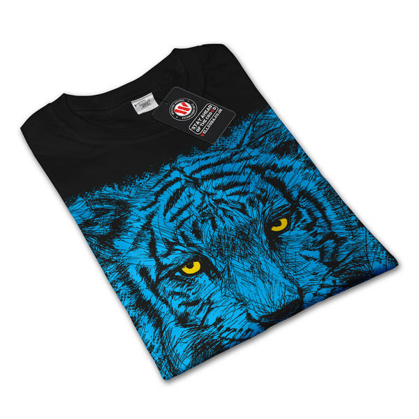 Blue Tiger Eye Stare Mens Long Sleeve T-Shirt